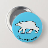 I Liebe Polar BEARS - Wildtiere - Eisblau Button (Vorne & Hinten)