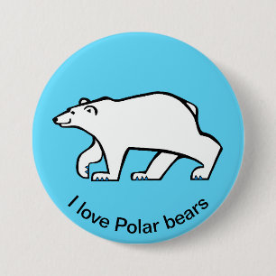 I Liebe Polar BEARS - Wildtiere - Eisblau Button