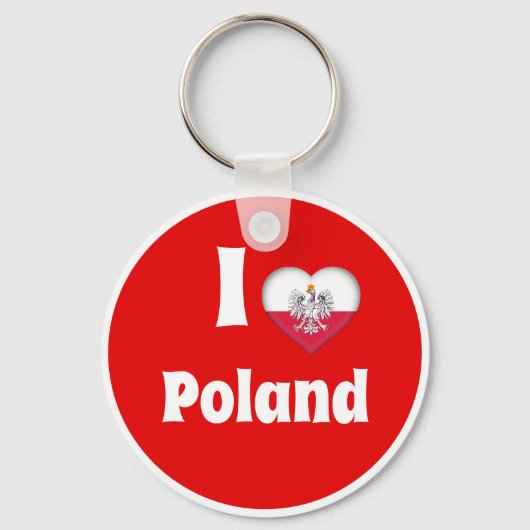 I Liebe Polen, Polnisches Flaggenherz mit Adler Schlüsselanhänger (Vorderseite)