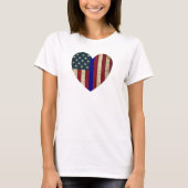 I Liebe Police Thin Blue Line American Heart Flag  T-Shirt (Vorderseite)