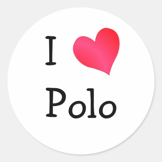 I Liebe Polo Runder Aufkleber (Vorderseite)