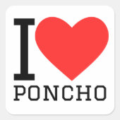 I Liebe poncho Quadratischer Aufkleber (Vorderseite)
