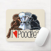I Liebe Poodles Mousepad (Mit Mouse)