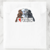 I Liebe Poodles Ovaler Aufkleber (Tasche)