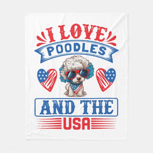 I Liebe Poodles und USA 01 Fleecedecke (Vorderseite)