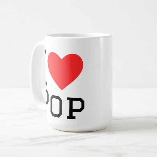 I LIEBE POP KAFFEETASSE (Vorderseite Links)