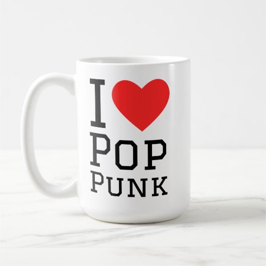 I Liebe Pop Punk Quadrat Aufkleber Kaffeetasse (Links)