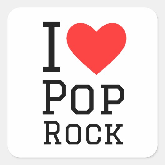 I Liebe Pop Rock Quadratischer Aufkleber (Vorderseite)