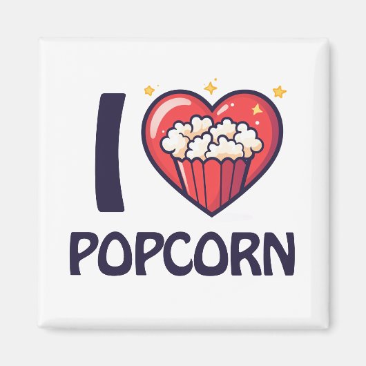 I Liebe Popcorn Magnet (Vorne)