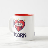 I Liebe Popcorn Zweifarbige Tasse (Vorderseite Links)