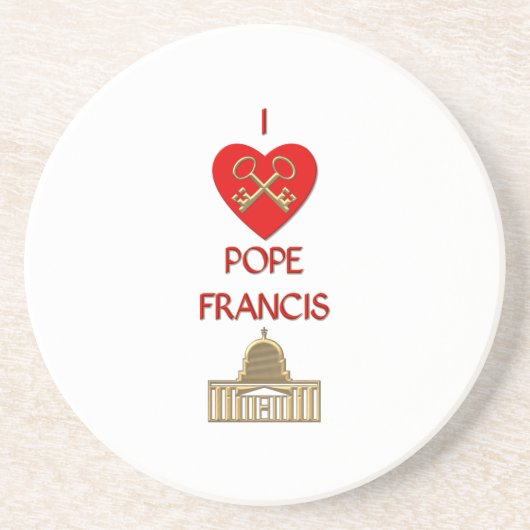 I Liebe Pope Francis Sandstein Untersetzer (Vorne)