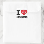 I Liebe possum Quadratischer Aufkleber (Tasche)