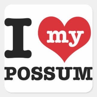 I Liebe possum Quadratischer Aufkleber