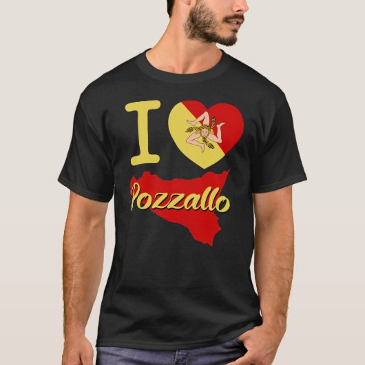 I Liebe Pozzallo ( I sizilianisches Herz Pozzallo) T-Shirt (Vorderseite)