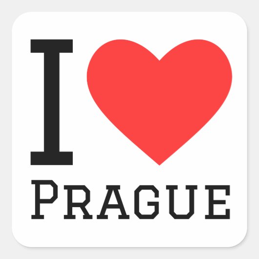 I Liebe Prag Quadratischer Aufkleber (Vorderseite)