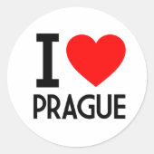 I Liebe Prag Runder Aufkleber (Vorderseite)