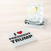 I Liebe Präsident Trump Herz Glasuntersetzer (Schrägansicht)