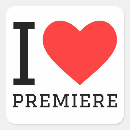 I Liebe Premiere Quadratischer Aufkleber (Vorderseite)