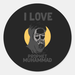 I Liebe Prophet Mohammed muslimischer Allah Runder Aufkleber