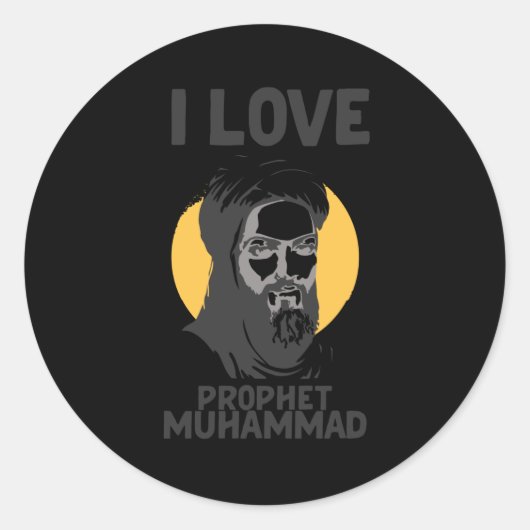 I Liebe Prophet Muhammad muslimischen Allah Runder Aufkleber (Vorderseite)