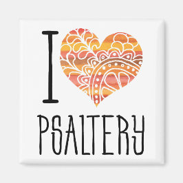 I Liebe Psaltery Orange Mandala Herz Magnet