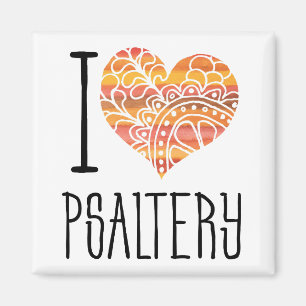 I Liebe Psaltery Orange Mandala Herz Magnet