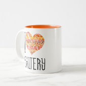 I Liebe Psaltery Orange Mandala Herz Zweifarbige Tasse (Vorderseite Links)
