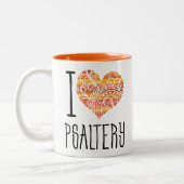 I Liebe Psaltery Orange Mandala Herz Zweifarbige Tasse (Links)