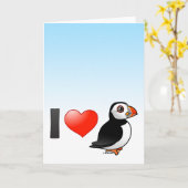 I Liebe Puffins Karte (Gelbe Blume)