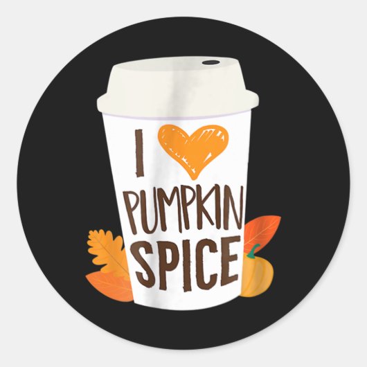 I Liebe Pumpkin Gewürzkaffee Herbstsaison PS Runder Aufkleber (Vorderseite)