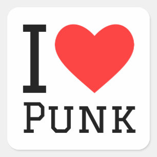 I Liebe Punk Quadratischer Aufkleber