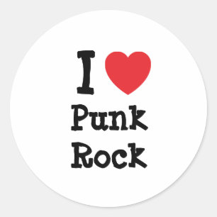 I Liebe Punk Rock Herz Brauch personalisiert Runder Aufkleber