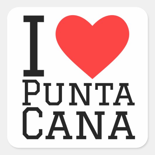 I Liebe punta cana Quadratischer Aufkleber (Vorderseite)