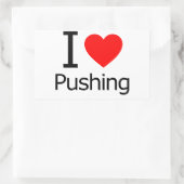 I Liebe Pushing Rechteckiger Aufkleber (Tasche)
