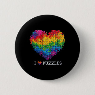 I Liebe Puzzles Jigsaw Puzzle Herzrasen für Männer Button
