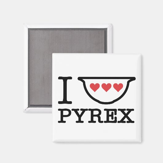 I Liebe Pyrex - Bowl mischen mit Herz (schwarz) Magnet (Vorderseite/Rückseite)
