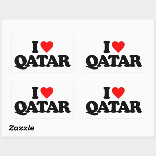 I LIEBE QATAR RECHTECKIGER AUFKLEBER (Blatt)