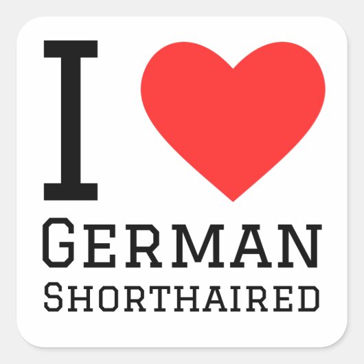 I LIEBE QUADRATISCHER AUFKLEBER (Vorderseite)