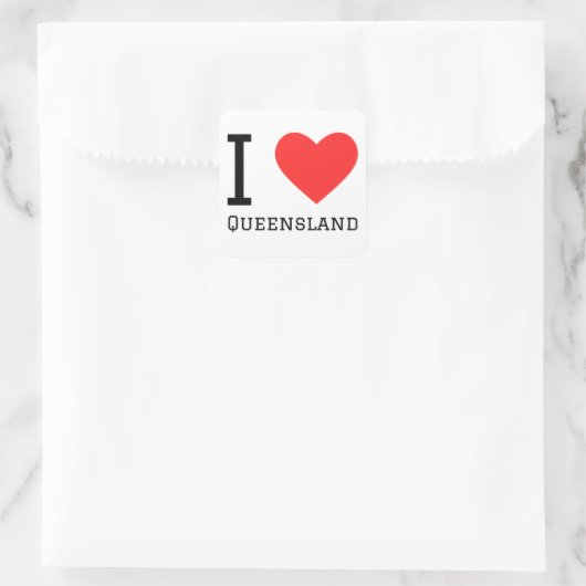 I Liebe Queensland Quadratischer Aufkleber (Tasche)