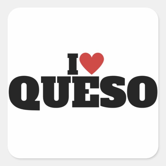 I Liebe Queso Quadratischer Aufkleber (Vorderseite)