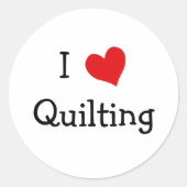 I Liebe Quilting Runder Aufkleber (Vorderseite)
