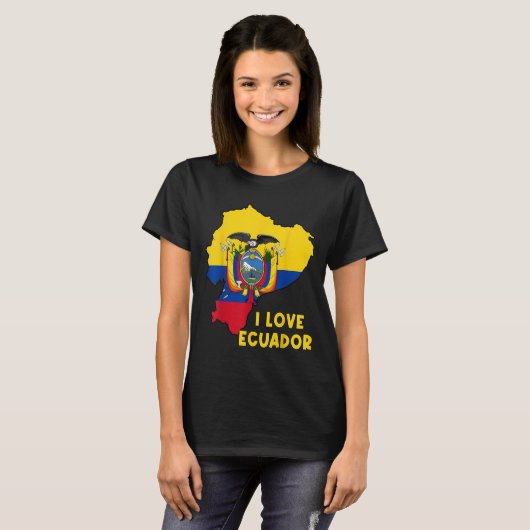 I Liebe Quito Hallo Ecuador Karte Flag Proud Ecuad T-Shirt (Vorne ganz)