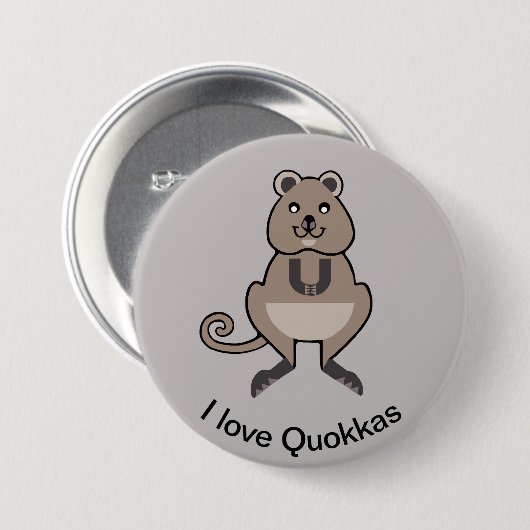 I Liebe QUOKKAS - Marsupial - Aussie wild lebende  Button (Vorne & Hinten)