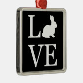 I Liebe Rabbit Silhouette Bunny Ornament Aus Metall (Rechts)