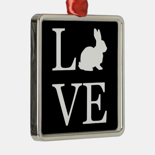 I Liebe Rabbit Silhouette Bunny Ornament Aus Metall (Rechts)