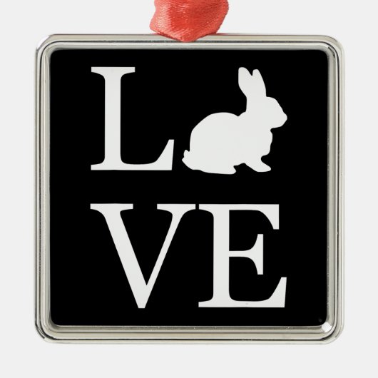 I Liebe Rabbit Silhouette Bunny Ornament Aus Metall (Vorne)