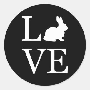 I Liebe Rabbit Silhouette Bunny Runder Aufkleber