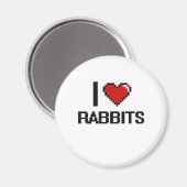 I Liebe Rabbits Digital Design Magnet (Vorderseite/Rückseite)