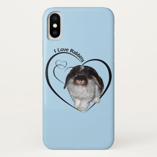 I Liebe Rabbits iPhone X Case (Light Blue) (Rückseite)