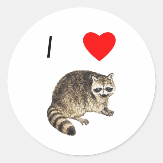 I Liebe Raccoons Runder Aufkleber (Vorderseite)